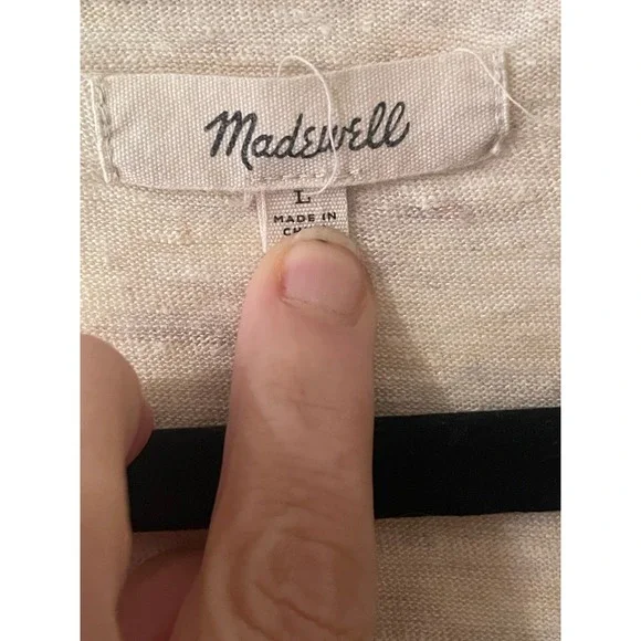 Madewell 100%Linen Peplum Side Ruffle Top Oatmeal Beige Short Sleeve T L - Picture 5 of 8